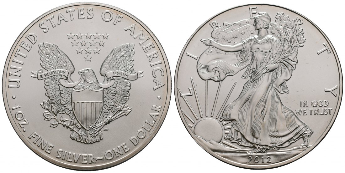 PEUS 4814 USA 31,1 g Feinsilber. American Eagle Dollar SILBER Unze 2012 Uncirculated (Kapsel)