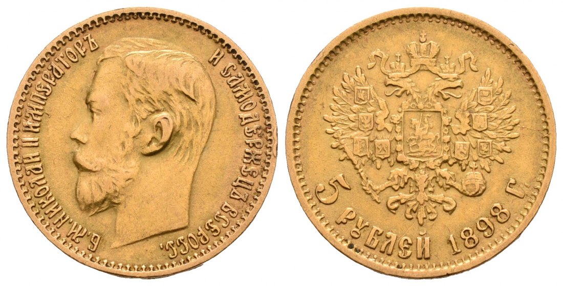 PEUS 4766 Russland 3,87 g Feingold. Zar Nikolaus II. (1894 - 1917) 5 Rubel GOLD 1898 АГ Sehr schön