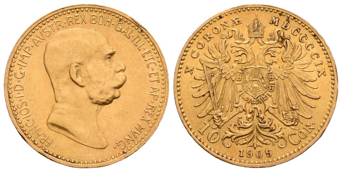 PEUS 4769 Österreich 3,05 g Feingold. Franz Joseph I. (1848 - 1916) 10 Kronen GOLD 1909 Kl. Kratzer, Vorzüglich