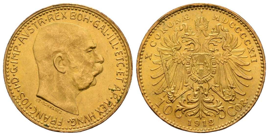 PEUS 4777 Österreich 3,05 g Feingold. Franz Joseph I. (1848 - 1916) 10 Kronen GOLD 1912 (off. NP) Kl. Kratzer, fast Stempelglanz