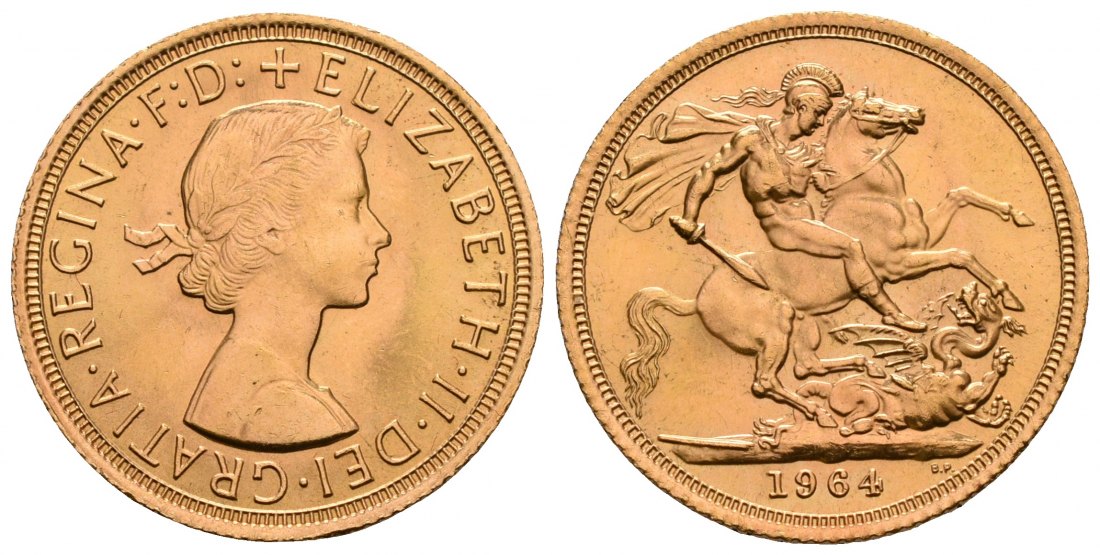 PEUS 4786 Grossbritannien 7,32 g Feingold. Elizabeth II. (1952 - heute) Sovereign GOLD 1964 Kl. Kratzer, vorzüglich