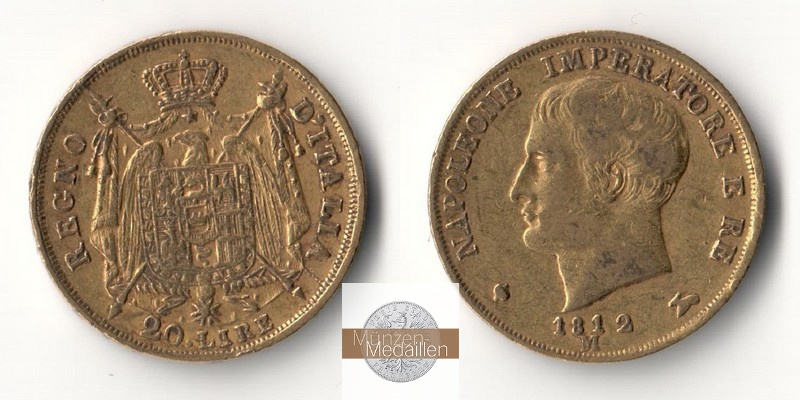 Italien   20 Lire MM-Frankfurt Feingold: 5,81g Napoleon, emperor and king 1812 