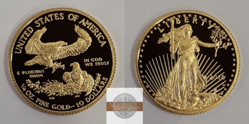 USA  10 Dollars MM-Frankfurt  Feingold: 7,78g American Gold Eagle 2016 W 