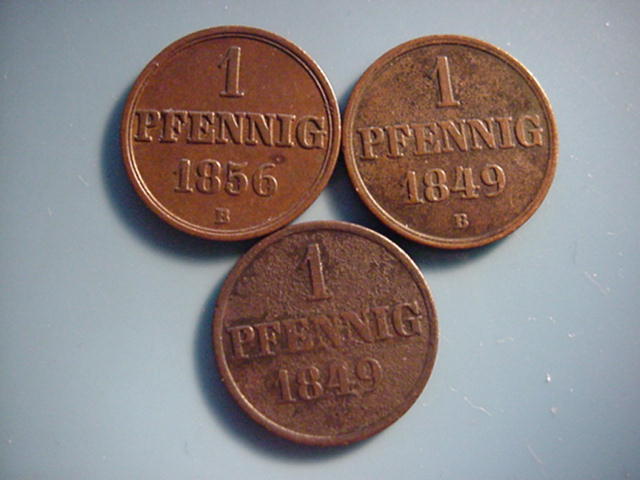 Hannover Ernst August 3x 1 Pfennig