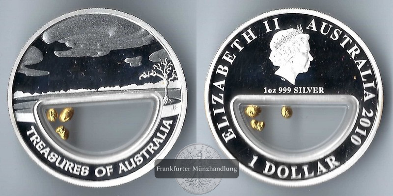  Australien  1 Dollar 2010   Treasures of Australia   FM-Frankfurt Feinsilber: 31,1g (Feingold: 0,5g)   
