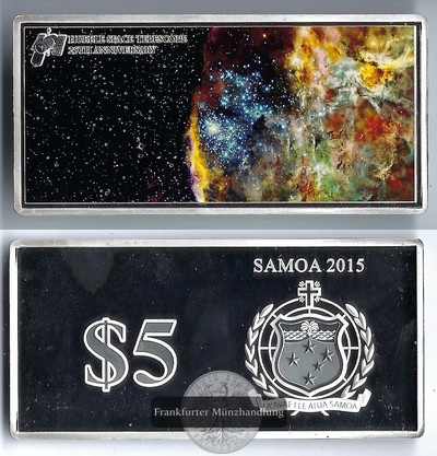  Samoa,  5 Dollars 2015 Hubble Teleskop  FM-Frankfurt Feinsilbert: 26,16g   