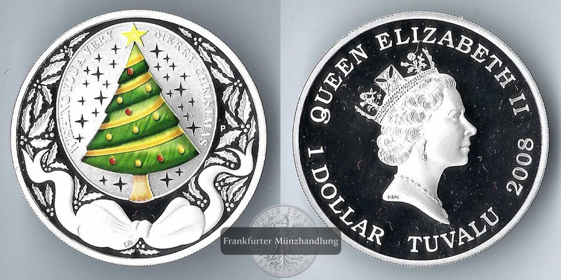  Tuvalu  1 Dollar  2008     Christmas Tree    FM-Frankfurt  Feinsilber: 31,1g   