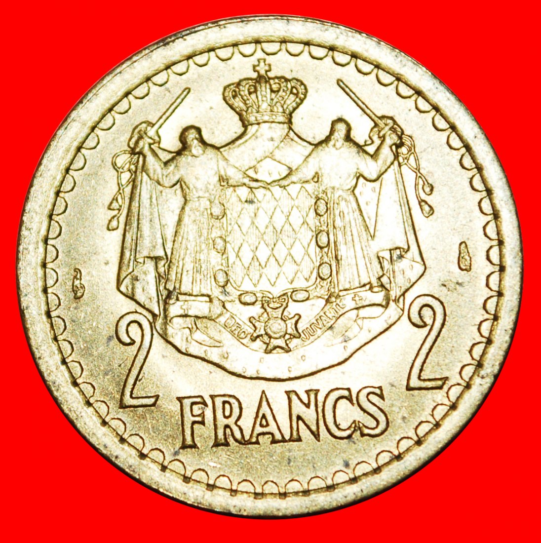  • FRANCE: MONACO ★ 2 FRANCS (1945) MINT LUSTER! LOW START ★ NO RESERVE!   