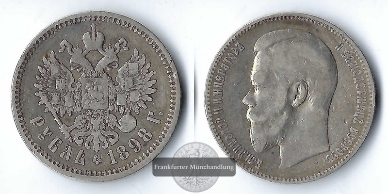  Russland  1 Rubel  1898 Nicholas II. FM-Frankfurt  Feinsilber: 18g   