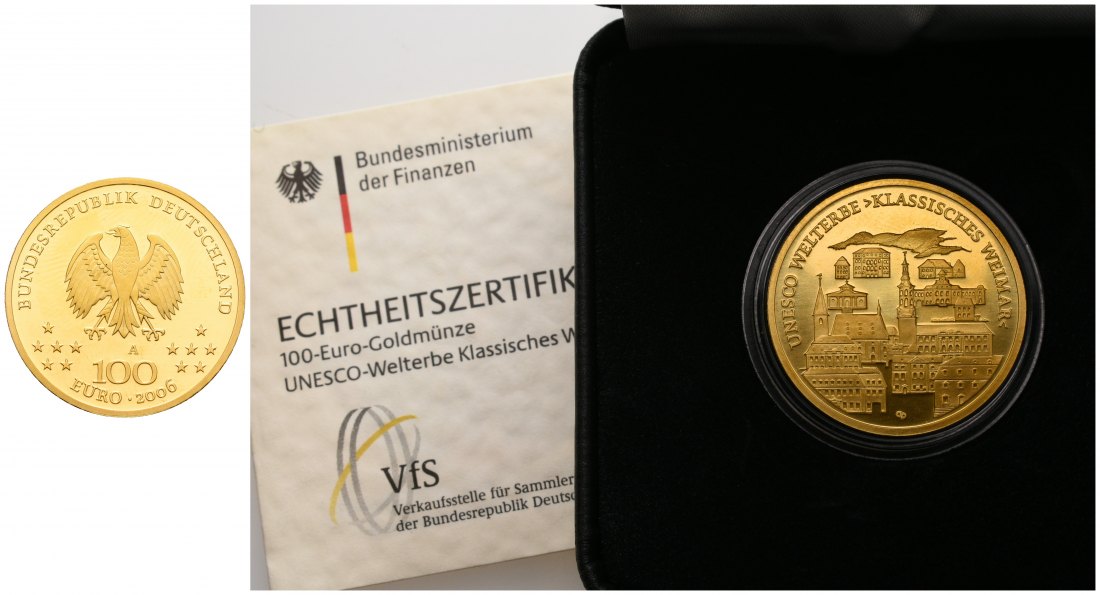 PEUS 4828 BRD 15,55 g Feingold. Weimar incl. Etui und Zertifikat 100 Euro GOLD 2006 A Berlin Stempelglanz (in Kapsel)