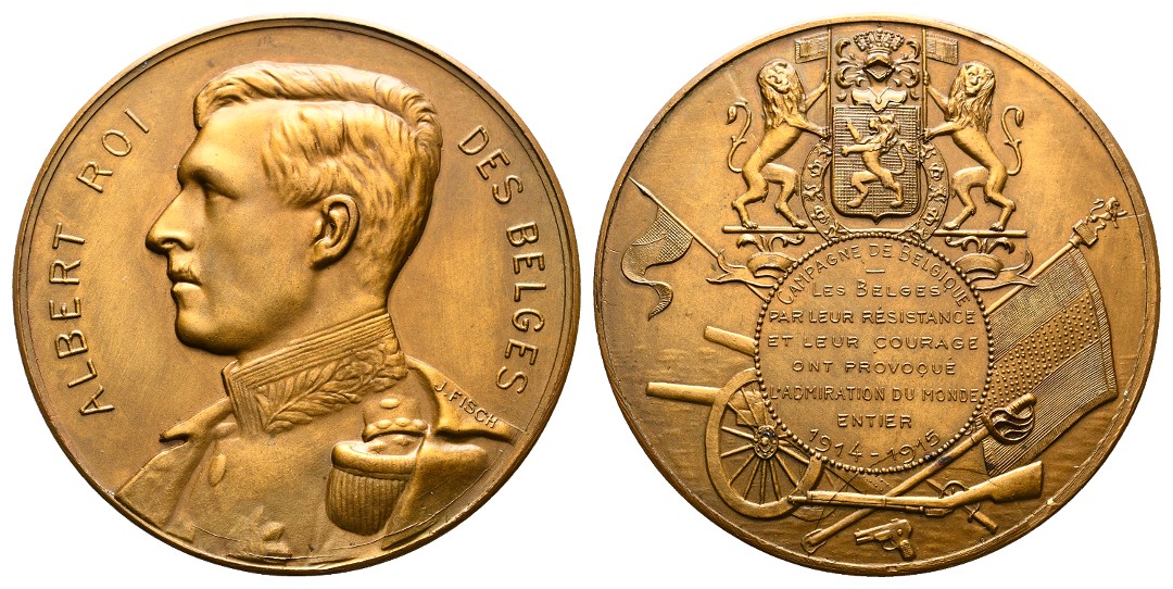  Linnartz 1. Weltkrieg Belgien Bronzemedaille 1917 (Fisch) a.d. Campagne f.stgl Gewicht: 37,8g   