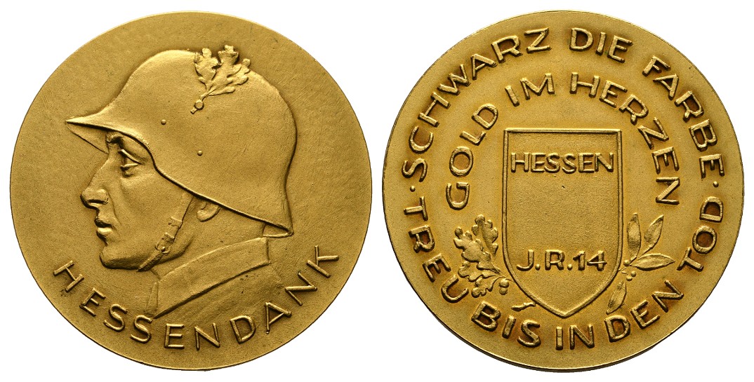  Linnartz 1. Weltkrieg Propaganda Hessen Bronzemedaille o.J. Hessendank f.stgl Gewicht: 27,0g   