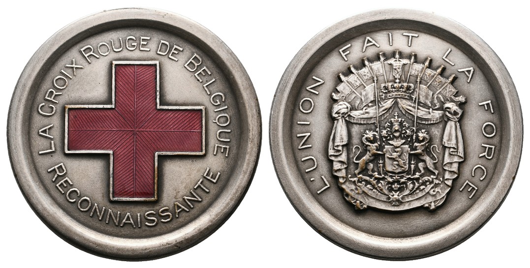  Linnartz 1. Weltkrieg Belgien emaillierte Medaille o.J. Rotes Kreuz vz-stgl Gewicht: 27,1g   