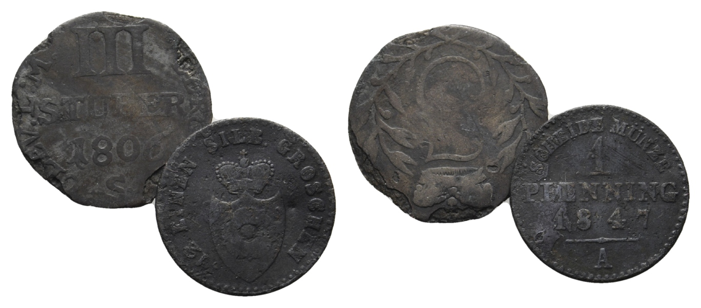  Altdeutschland; 2 Kleinmünzen 1806/1847   