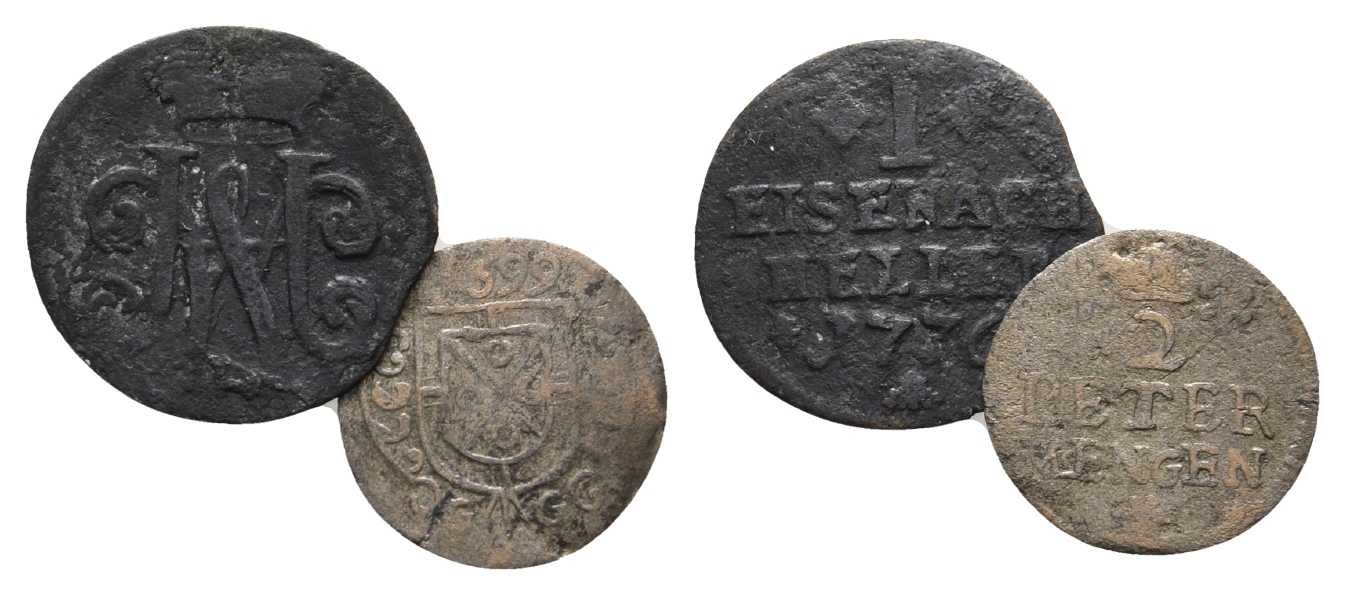  Altdeutschland; 2 Kleinmünzen 1776/1699   