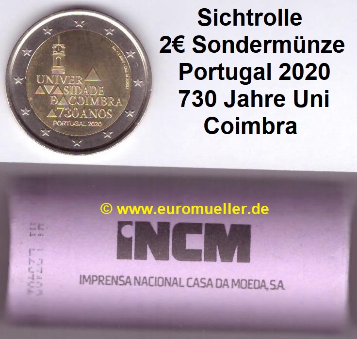 Portugal Rolle...2 Euro Gedenkmünze 2020...Coimbra   