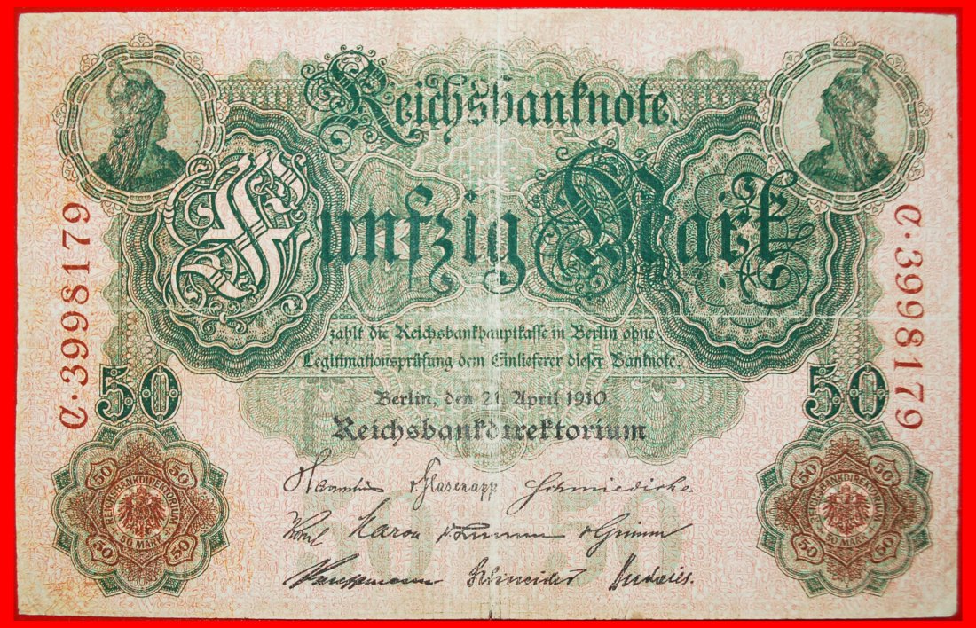 • REICHSBANKNOTE: GERMANY ★ 50 MARK 1910! LOW START ★ NO RESERVE!