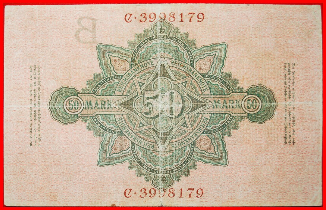  • REICHSBANKNOTE: DEUTSCHLAND ★ 50 MARK 1910! OHNE VORBEHALT!   