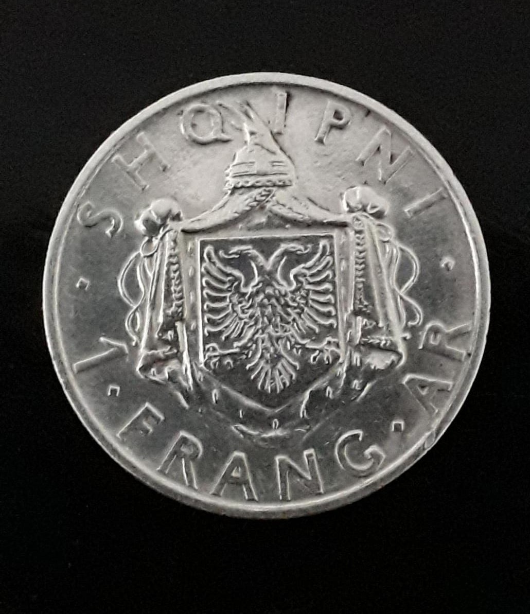 1 FRANG AR 1937 Silver(.835) KM:16 XF Albania Rare - ZOG I XF