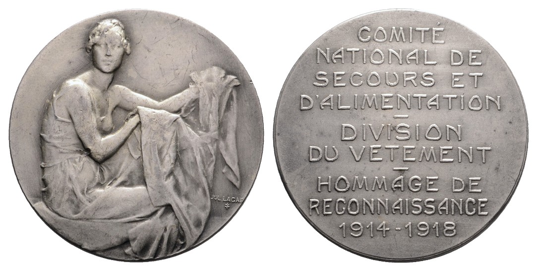  Linnartz 1. Weltkrieg, Belgien, Silbermedaille 1914-1918, Verwundetenpflege, 18,47Gr., 35 mm, vz   