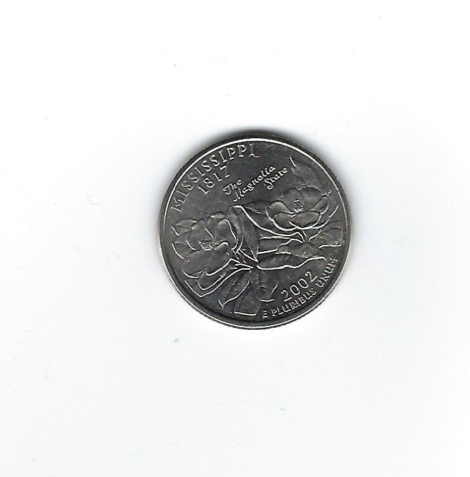  USA 1/4 Dollar 2002 Mississippi P   