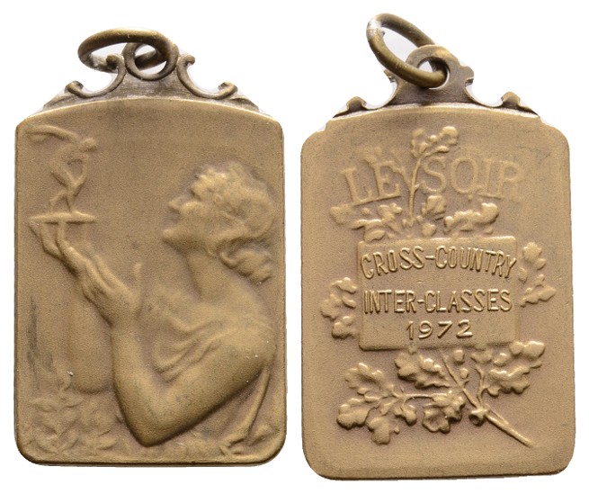  Linnartz Belgien Tragbare Bronzemedaille 1972, Prämie, 23x37mm vz-st   