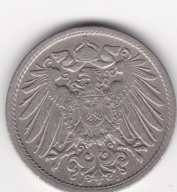  Kaiserreich, 10 Pfennig 1906 J (Selten!), sehr schön   