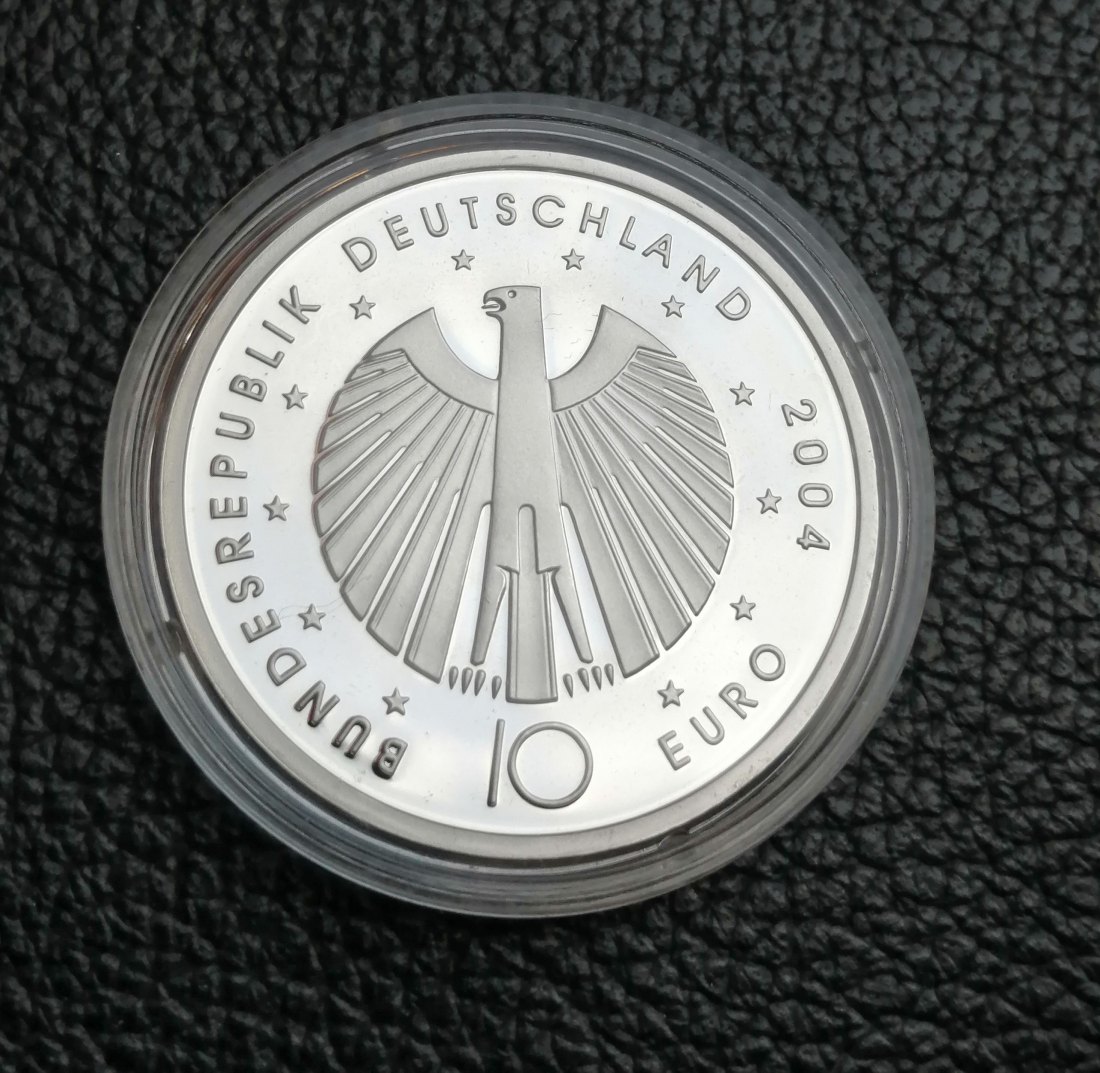  10 Euro Münze 2004 XVIII.Fußball-Weltmeisterschaft 2006 Deutschland Platte/proof gekapselt   