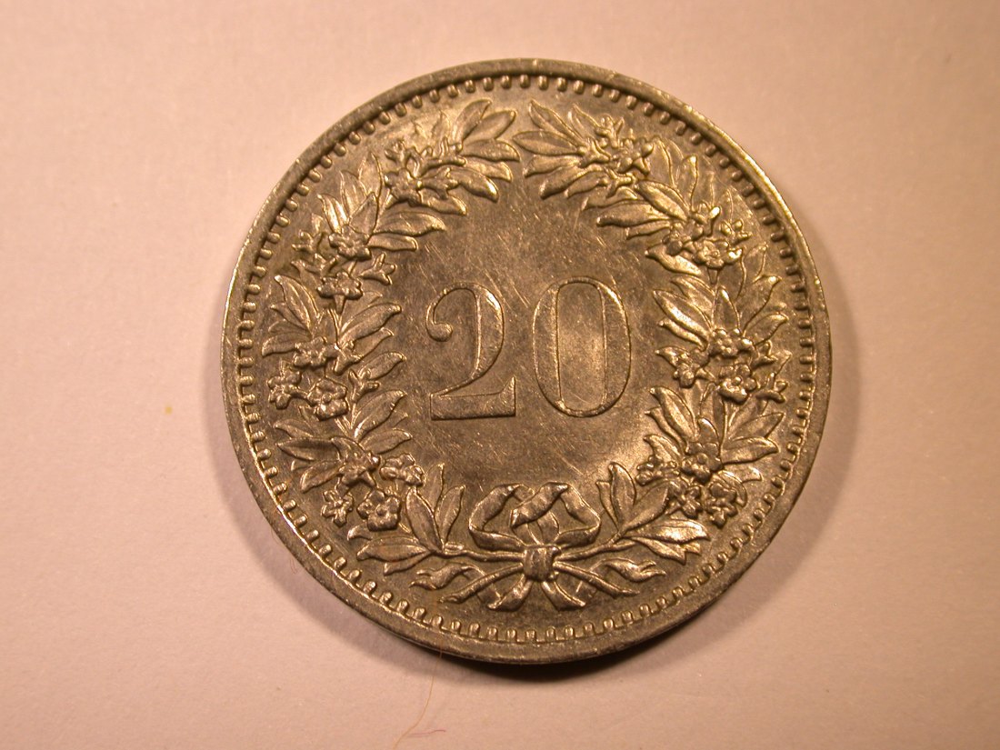 E26 Schweiz 20 Rappen 1975 in vz/vz-st Originalbilder