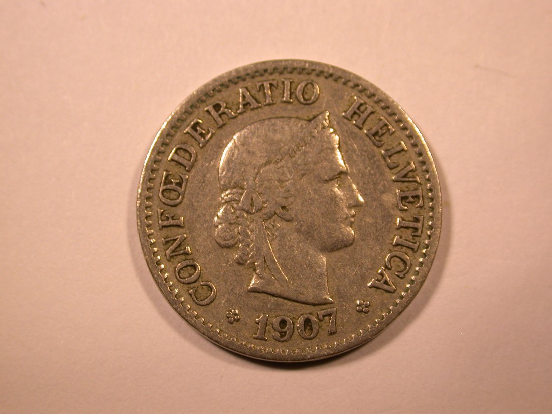  E26  Schweiz 10 Rappen 1907 in ss  Originalbilder   