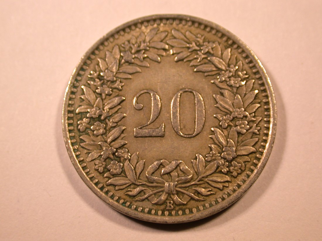 E26 Schweiz 20 Rappen 1950 in ss, Rollspuren Originalbilder