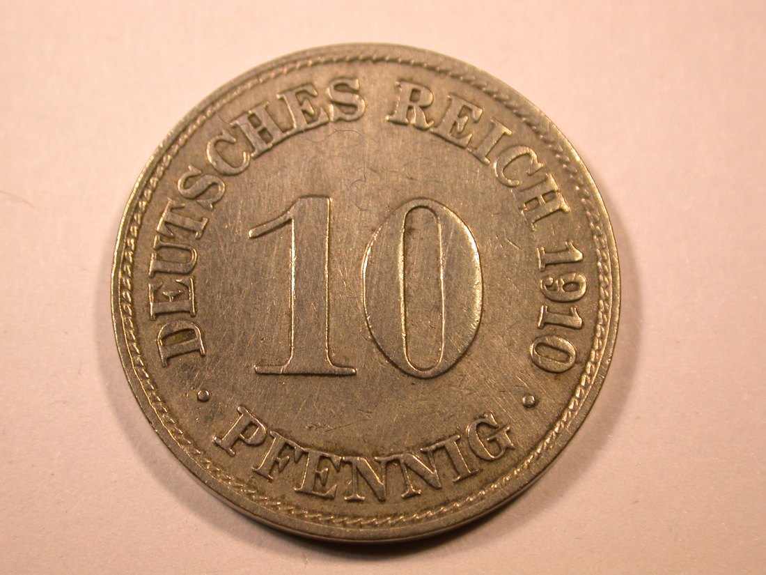 E26 KR 10 Pfennig 1910 D in ss Originalbilder