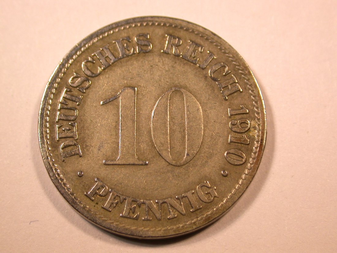 E26 KR 10 Pfennig 1910 G in ss, leicht geputzt Originalbilder