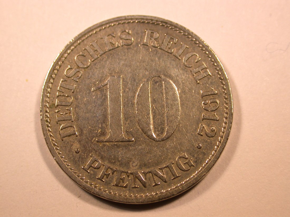 E26 KR 10 Pfennig 1912 G in ss-vz, geputzt Originalbilder