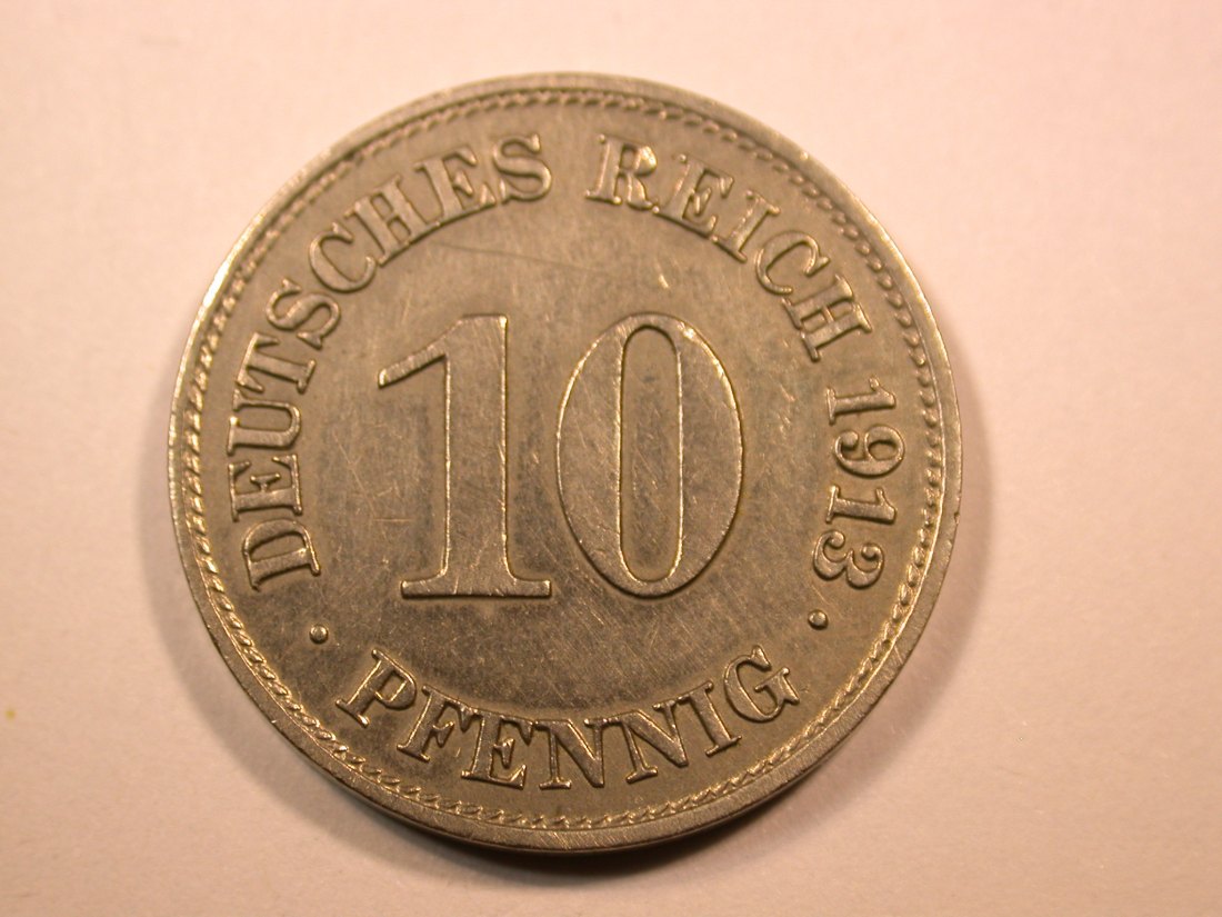  E26  KR  10 Pfennig 1913 E in vz   Originalbilder   