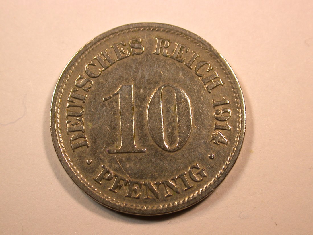  E26  KR  10 Pfennig 1914 G in ss+, geputzt   Originalbilder   