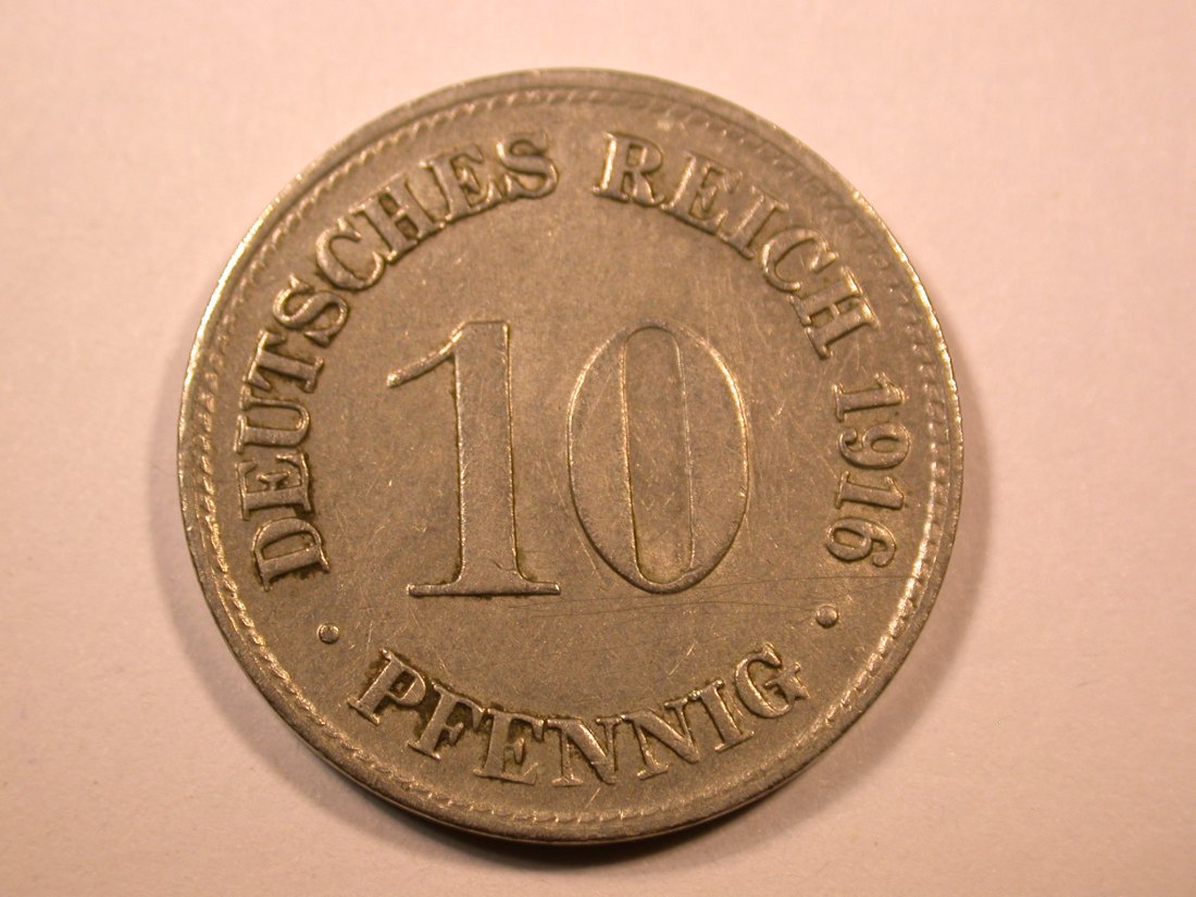E26 KR 10 Pfennig 1916 D in vz Originalbilder