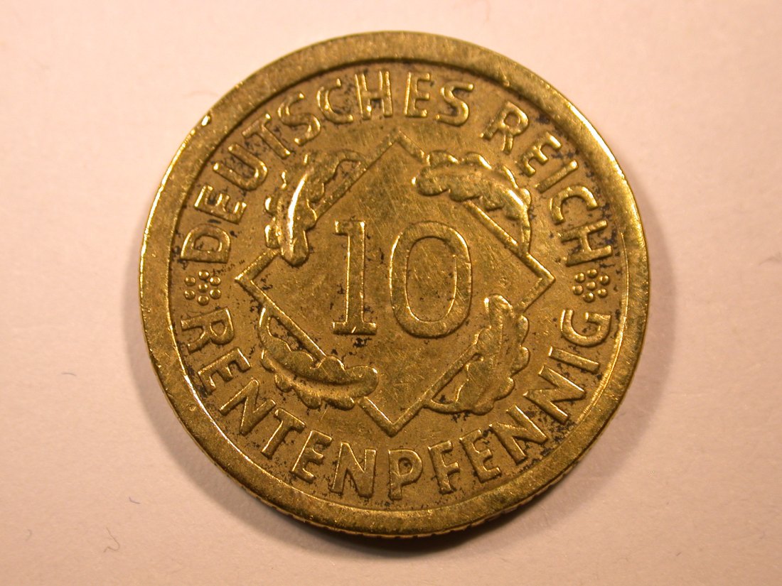  E26  Weimar  10 Renten Pfennig 1924 F in f.ss,gputzt, Rdf  Originalbilder   