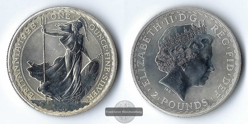  Großbritannien  2 Pounds (Britannia) 1998  FM-Frankfurt  Feinsilber: 31,1g   