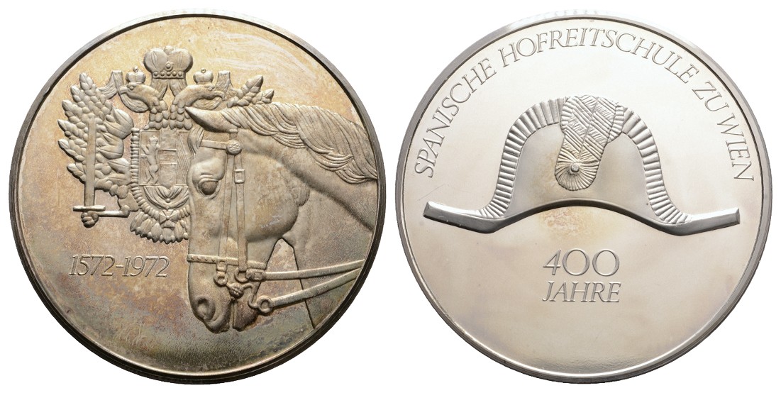  Linnartz Wien Silbermedaille o.J. 400 Jahre spanische Hofreitschule 67,0g/925er 51 mm,PP   