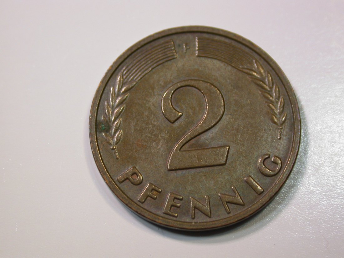  E27 BRD  2 Pfennig 1965 F in vz   Originalbilder   