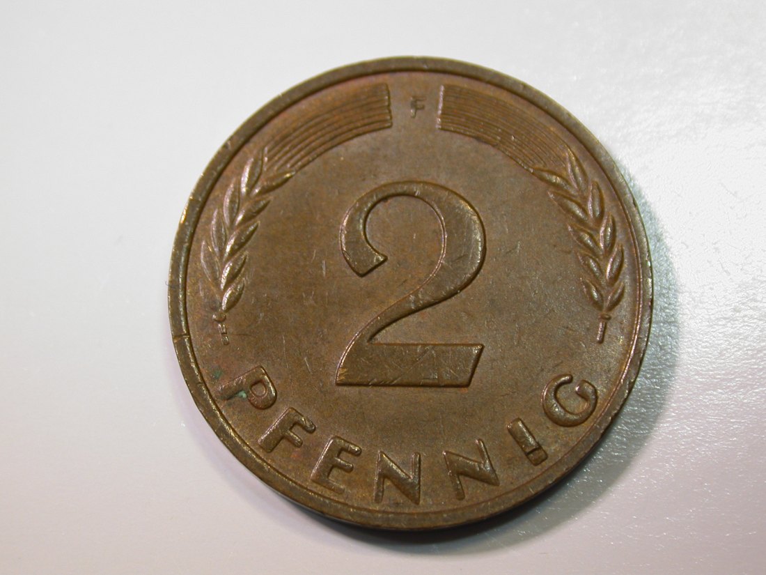  E27 BRD  2 Pfennig 1962 F in ss-vz   Originalbilder   