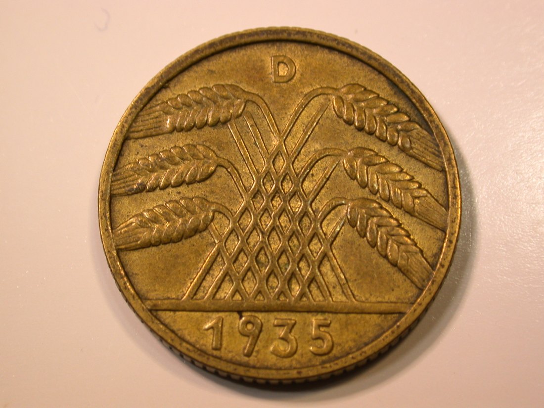  E27 Weimar  10 Reichspfennig 1935 D in ss-vz  Originalbilder   