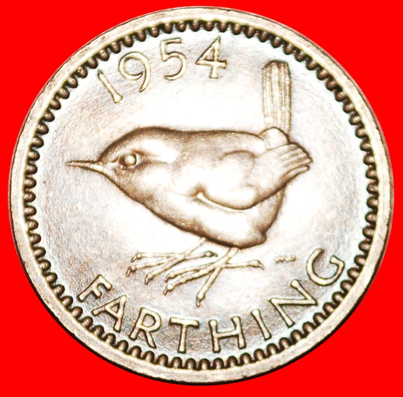  • ZAUNKÖNIG (1954-1956): GROSSBRITANNIEN ★ FARTHING 1954! OHNE VORBEHALT!   