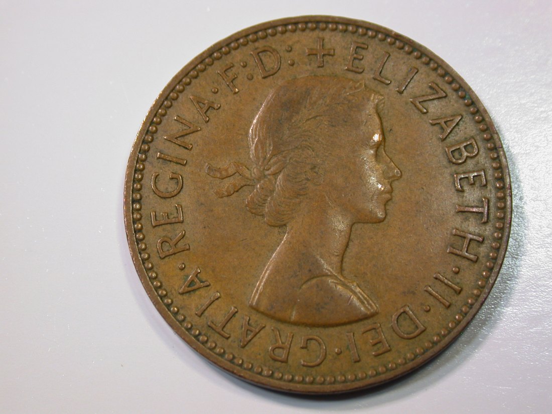  E27 Großbritannien  1/2 Penny 1965 in f.vz Randfehler   Originalbilder   