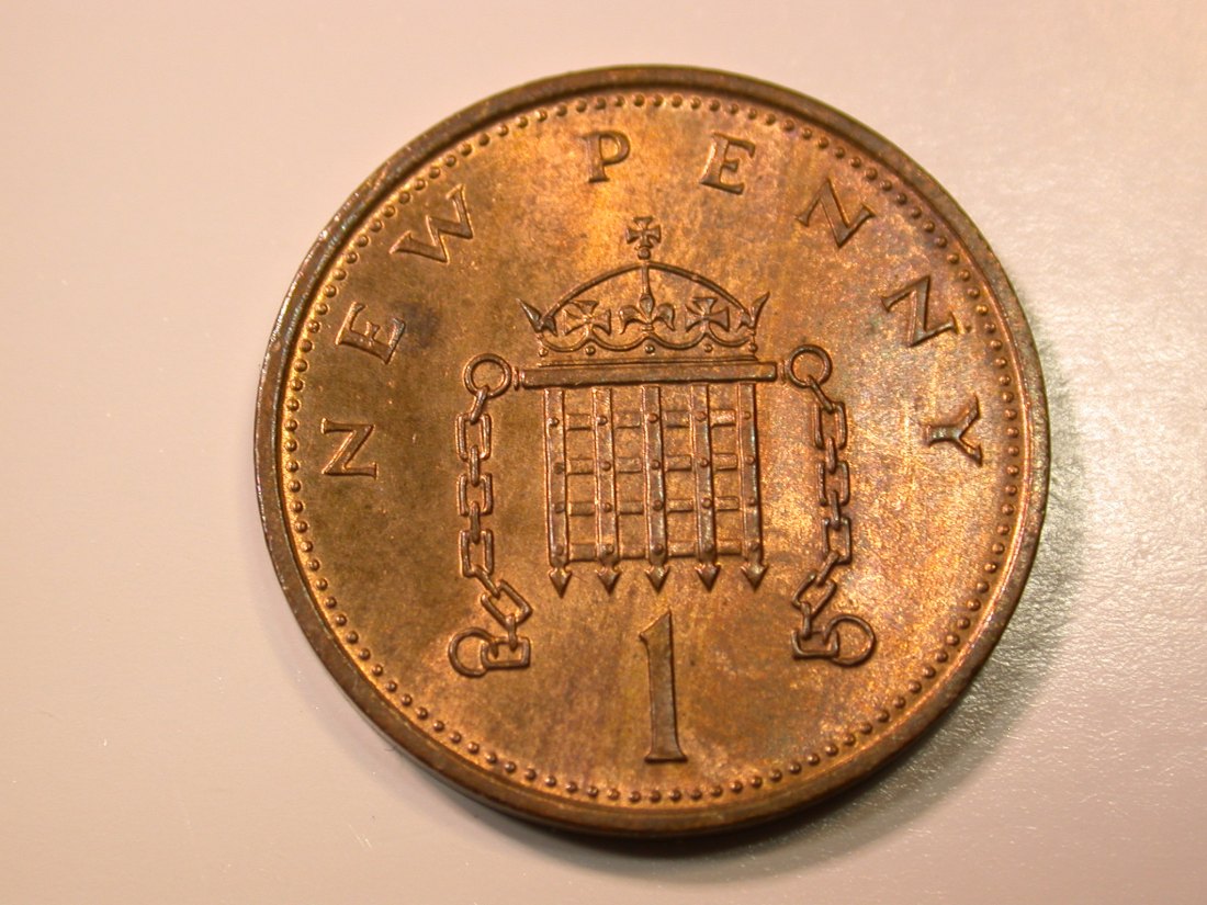  E27 Großbritannien  1 New Penny 1977 in vz-st/f.st  Originalbilder   