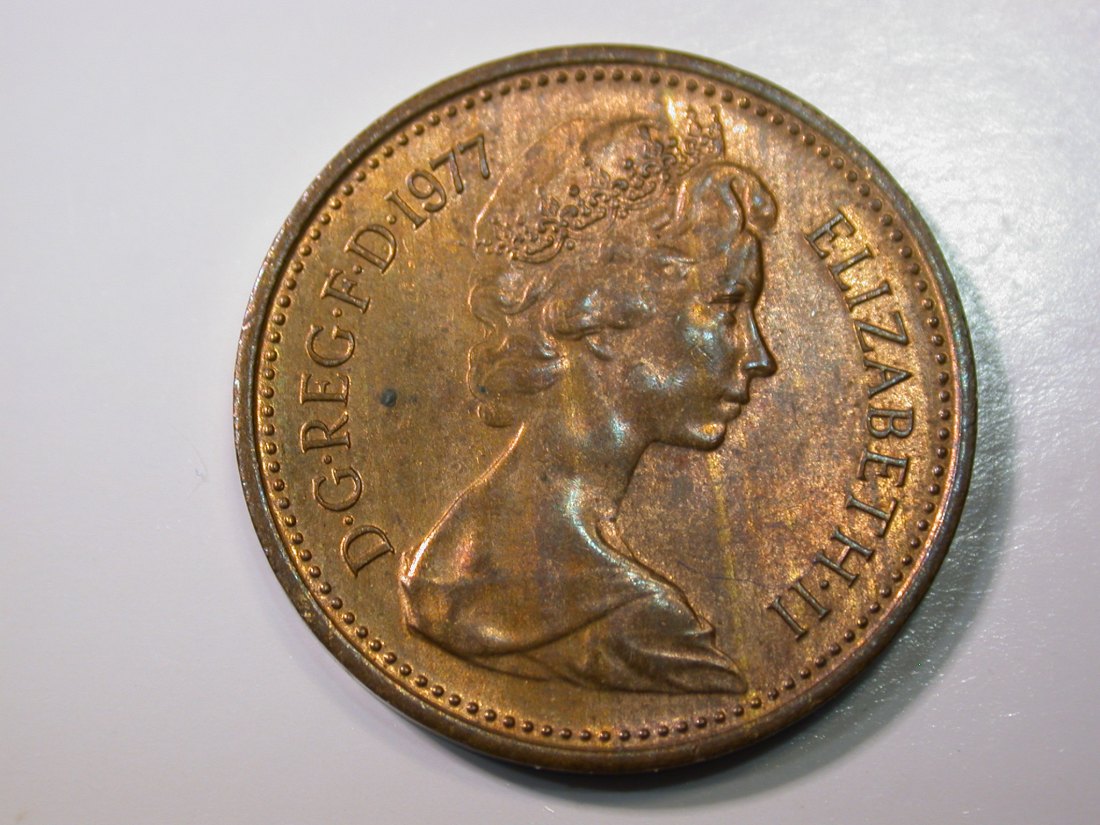  E27 Großbritannien  1 New Penny 1977 in vz-st/f.st  Originalbilder   