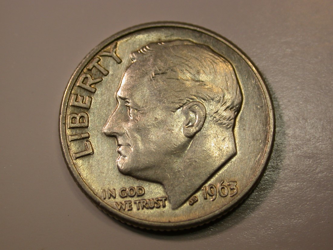 E27 USA 10 Cent 1963 D in ss-vz (VF-AU) Originalbilder