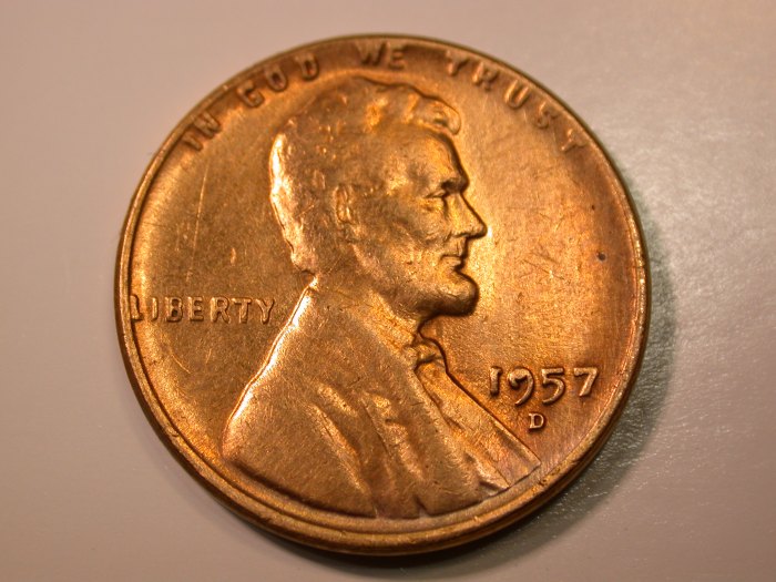 E27 USA 1 Cent 1957 D in ss, geputzt (VF cleaned) Originalbilder