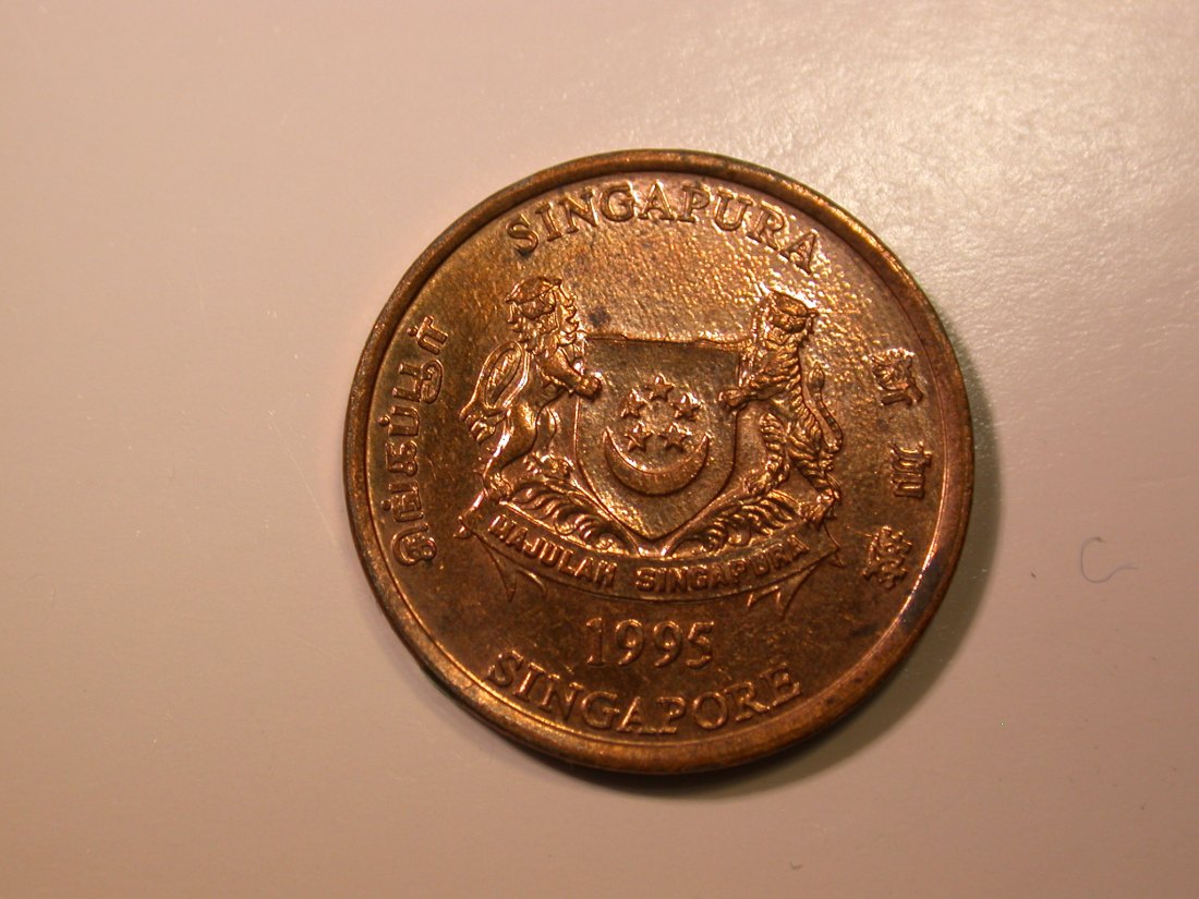  E27 Singapur  1 Cent 1995 in vz-st   Originalbilder   
